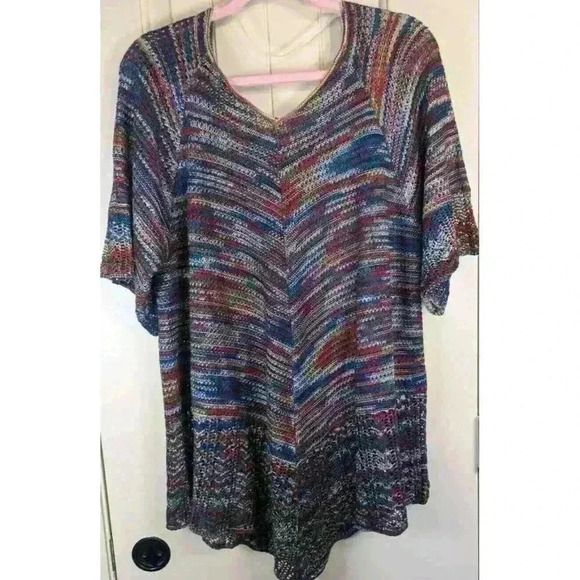 Faded Glory Women's Elbow Sleeve Double V Sweater Size XXL (20) Navy Combo NWOT - Picture 2 of 8